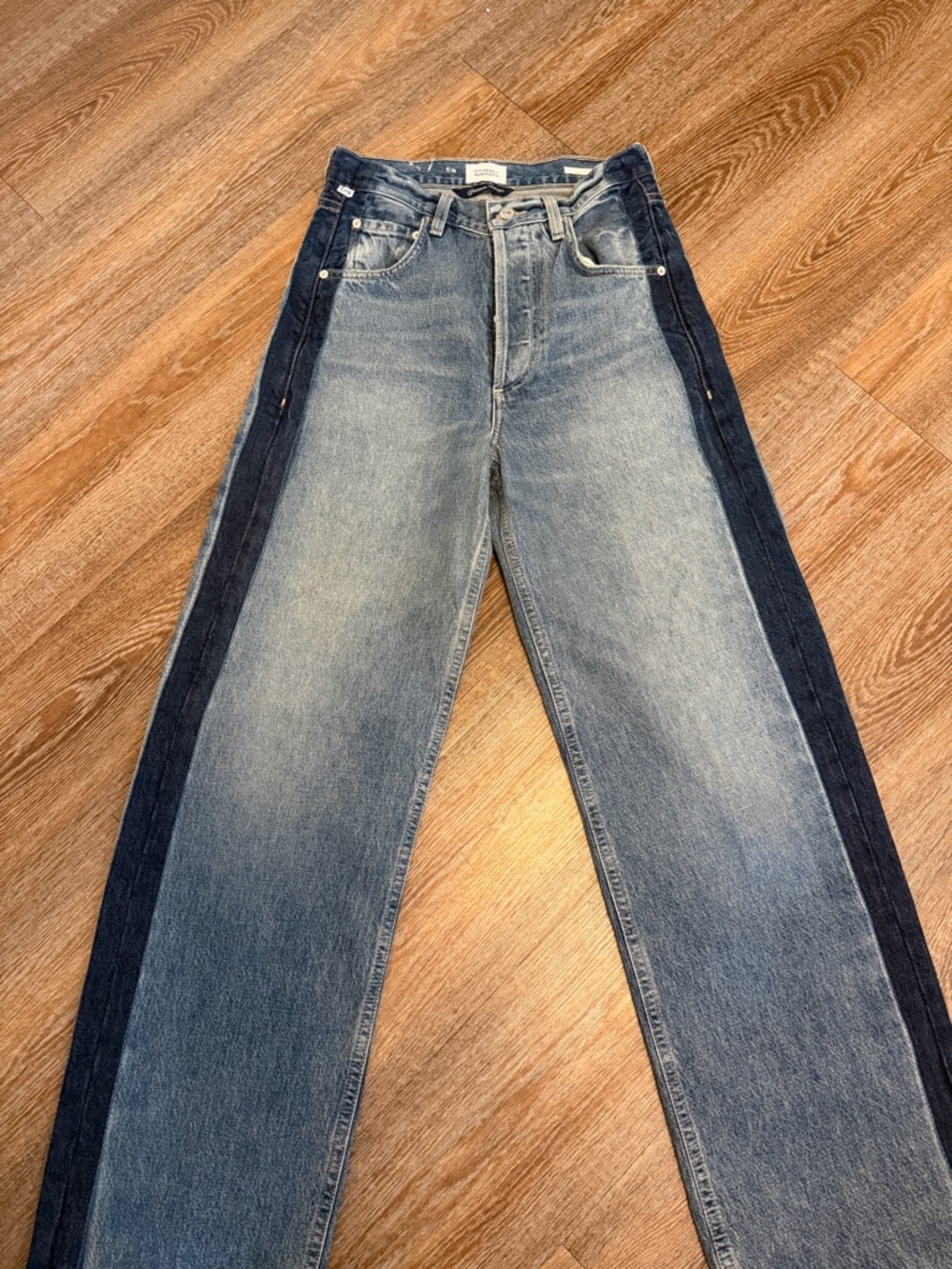 Citizens of Humanity Blue Ayla Baggy Tuxedo Stripe Jeans - Picture 2 of 7